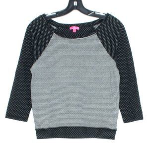 Betsey Johnson Womens Top 3/4 Sleeve Stripe Colorblock Raglan Sleeve Size Small